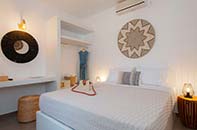 The bedroom of the apartment at Villa Irini