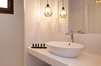 The bathroom of the apartment at Villa Irini